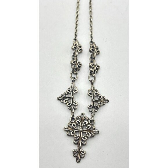 Barse Sterling Silver Ornate Floral Necklace 925 - Picture 3 of 7